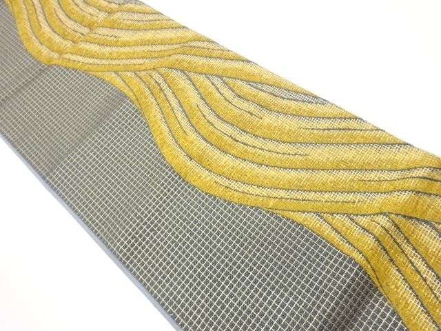 JAPANESE FUKURO OBI / PULP CLOTH / WOVEN WAVY STRIPE